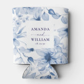 Elegante Blue Floral Wedding Koelbox Blikjeskoeler (Achterkant)
