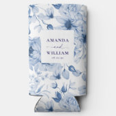 Elegante Blue Floral Wedding Koelbox Seltzer Blikjeskoeler (Achterkant)