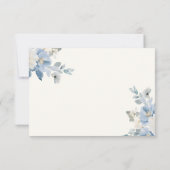 Elegante Blue Floral Wedding RSVP Kaart met QR-cod (Achterkant)