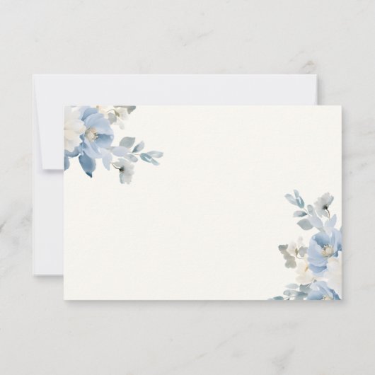 Elegante Blue Floral Wedding RSVP Kaart met QR-cod (Achterkant)