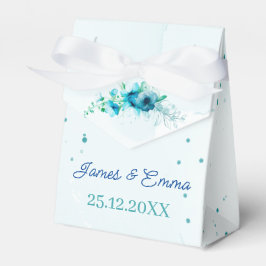 Elegante Blue Flower Gepersonaliseerd bruiloft Bedankdoosjes