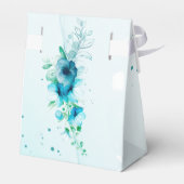 Elegante Blue Flower Gepersonaliseerd bruiloft Bedankdoosjes (Achterkant)