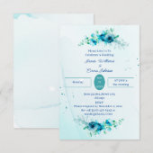 Elegante Blue Flower Gepersonaliseerd bruiloft Kaart (Voorkant / Achterkant)
