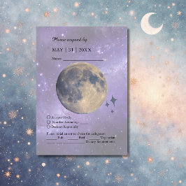 Elegante Blue Galaxy Sky Moon Wedding Response Kaa RSVP Kaartje