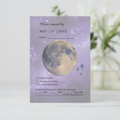 Elegante Blue Galaxy Sky Moon Wedding Response Kaa RSVP Kaartje (Staand voorkant)