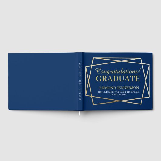 Elegante Blue Gold Afstuderen Class van 2025 Gastenboek (Volledig)