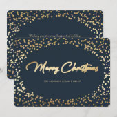 Elegante Blue Gold Business Vrolijke Kerst Kaart (Voorkant / Achterkant)