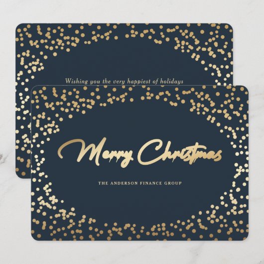 Elegante Blue Gold Business Vrolijke Kerst Kaart (Voorkant / Achterkant)