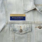 Elegante Blue Gold Custom ID Hotel Medewerker Naamplaatje (In situ)
