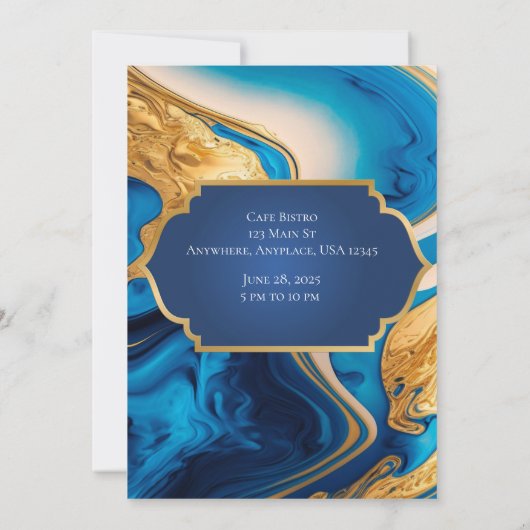 Elegante Blue & Gold Graduation Party Uitnodiging (Achterkant)