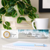 Elegante Blue Green Beach Custom Script Logo Naambordje
