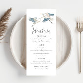 Elegante Blue Heron Script bruiloft Menu
