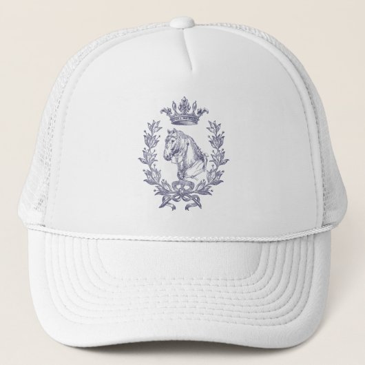 Elegante Blue Horse Laurel Crown Trucker Pet (Voorkant)