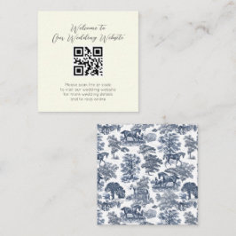 Elegante Blue Horse Toile Wedding Informatiekaartje