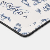 Elegante Blue Horses Monogrammed Initiaal geschenk Bureaumat (Hoek)