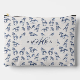 Elegante Blue Horses Monogrammed Initiaal geschenk Etui