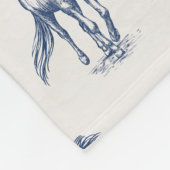 Elegante Blue Horses Monogrammed Initiaal geschenk Fleece Deken (Hoek)
