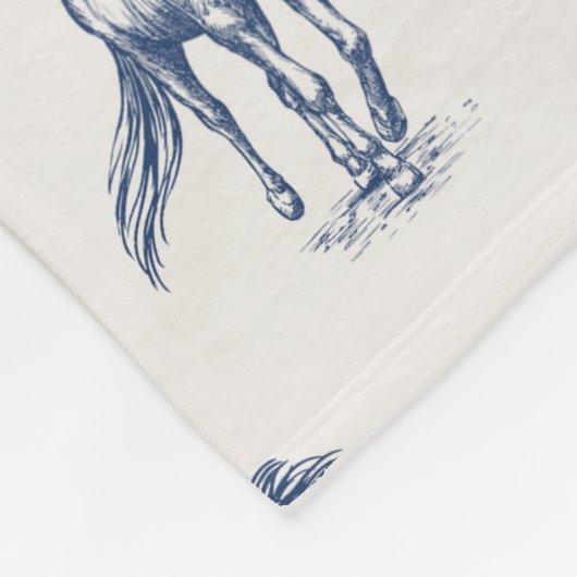 Elegante Blue Horses Monogrammed Initiaal geschenk Fleece Deken (Hoek)