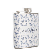 Elegante Blue Horses Monogrammed Initiaal geschenk Heupfles (Rechts)