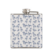 Elegante Blue Horses Monogrammed Initiaal geschenk Heupfles (Achterkant)