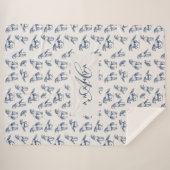 Elegante Blue Horses Monogrammed Initiaal geschenk Sherpa Deken (Voorkant (horizontaal))