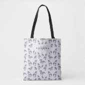 Elegante Blue Horses Monogrammed Initiaal geschenk Tote Bag (Voorkant)