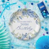 Elegante Blue Hydrangea Rozen Garden Verjaardagsfe Papieren Bordje (Feest)