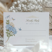 Elegante Blue Hydrangea Wedding RSVP Kaart