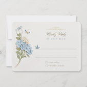 Elegante Blue Hydrangea Wedding RSVP Kaart (Voorkant)