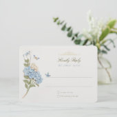 Elegante Blue Hydrangea Wedding RSVP Kaart (Staand voorkant)