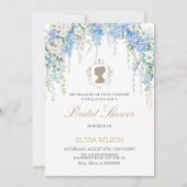 Elegante Blue Hydrangea & White Rose Vrijgezellenf Kaart (Voorkant)