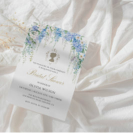 Elegante Blue Hydrangea & White Rose Vrijgezellenf Kaart