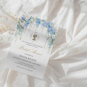 Elegante Blue Hydrangea & White Rose Vrijgezellenf Kaart