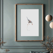 Elegante Blue Jay Waterverf kunst met rode bessen Poster