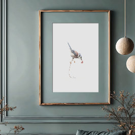Elegante Blue Jay Waterverf kunst met rode bessen Poster
