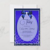 Elegante Blue Jewel Bow & Confetti Verjaardag Kaart (Voorkant)