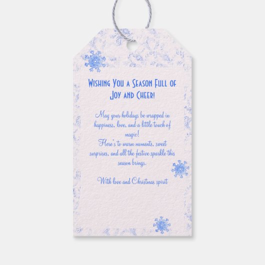 Elegante Blue Kitsch Waterverf Ditsy Vakantie Cadeaulabel (Achterkant)