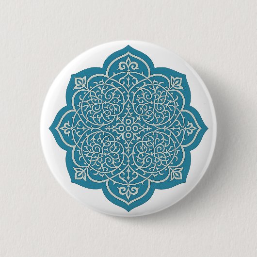Elegante Blue Mandala Button Pin – Ingewikkelde Bl (Voorkant)