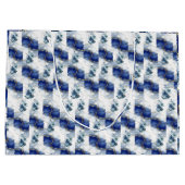 Elegante Blue Marble Gift Bag Groot Cadeauzakje (Achterkant)