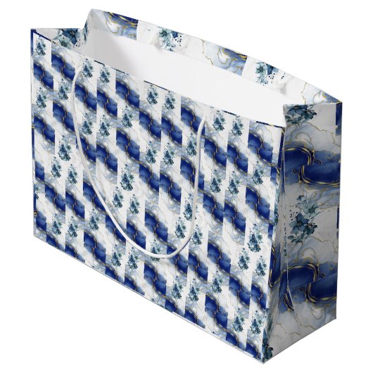 Elegante Blue Marble Gift Bag Groot Cadeauzakje (Achterkant Gekanteld)