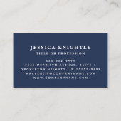 Elegante Blue Monogram Script Initialen Visitekaartje (Achterkant)