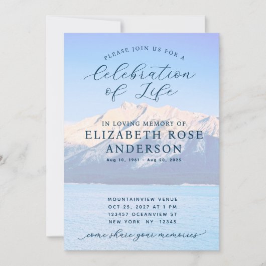 Elegante Blue Mountain-viering van het levensmonum Kaart (Voorkant)