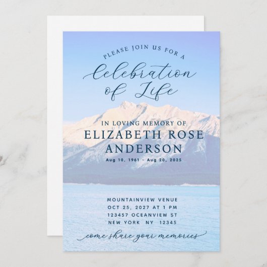 Elegante Blue Mountain-viering van het levensmonum Kaart (Voorkant / Achterkant)