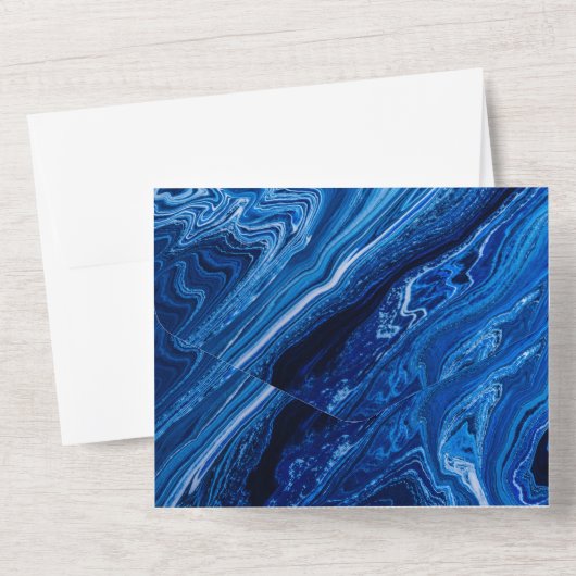 Elegante Blue Ocean Waves Bar Mitswa All In One Uitnodiging (Achterkant)