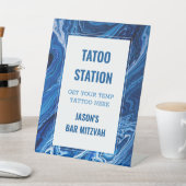 Elegante Blue Ocean Waves Bar Mitswa Reclamebord Met Voetstuk (Insitu)