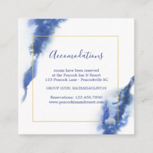 Elegante Blue Ombre Marble bruiloft accommodaties Informatiekaartje