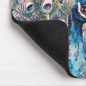 Elegante Blue Peacock Waterverf Art Verjaardag Muismat (Hoek)