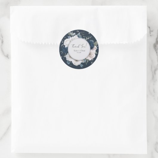 Elegante Blue Peony Wedding Sticker (Tas)