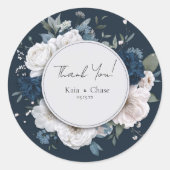 Elegante Blue Peony Wedding Sticker (Voorkant)