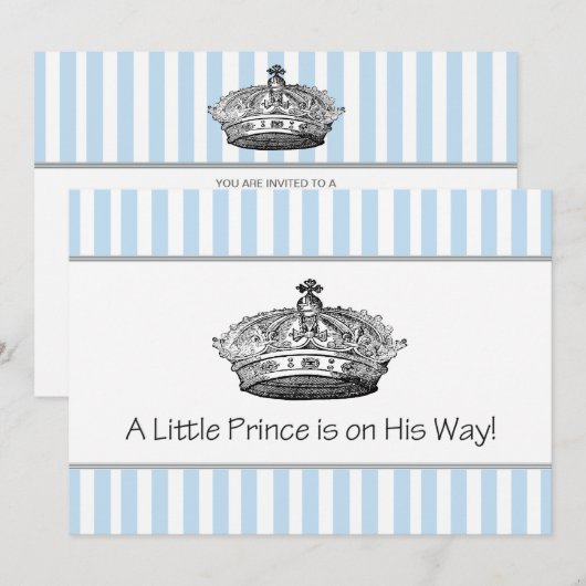 Elegante Blue Prince Baby Shower Kaart (Voorkant / Achterkant)
